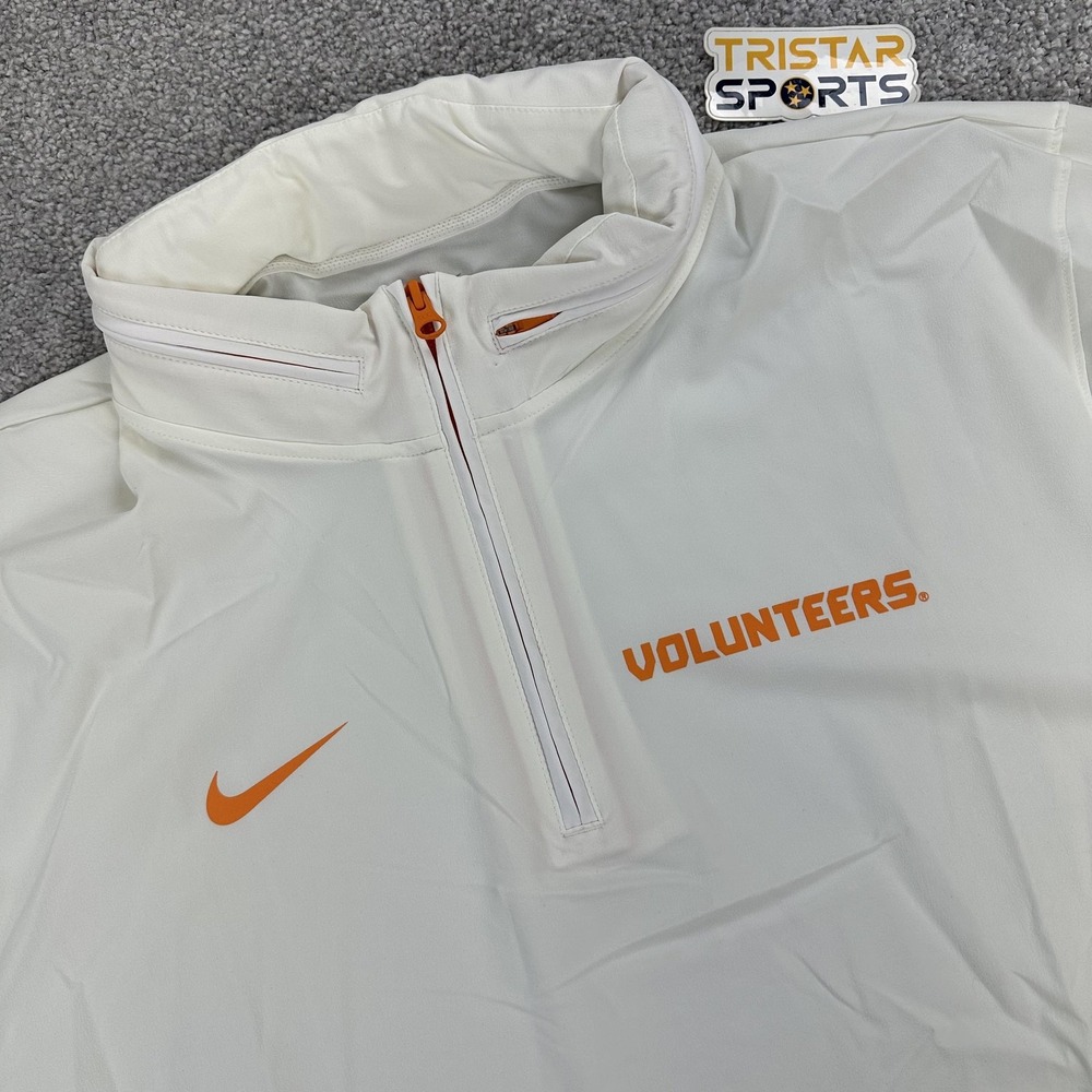 Tennessee Volunteers Coaches Jacket Mens XL White Nike 1/4 Zip Hooded Pullover